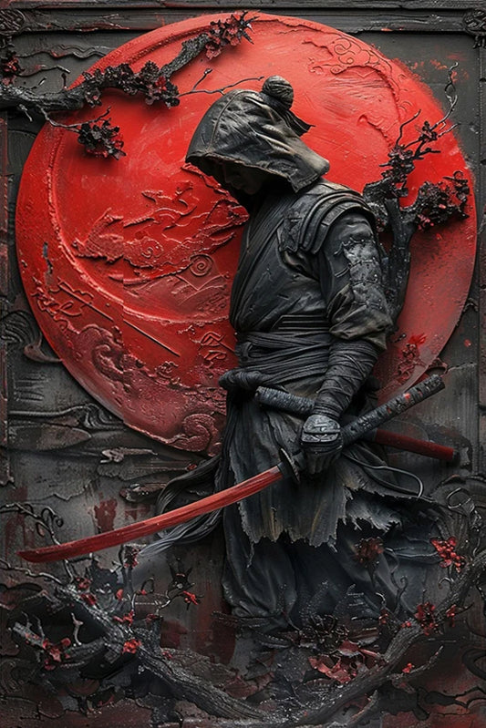 Striking Japanese Warrior Metal Wall Art